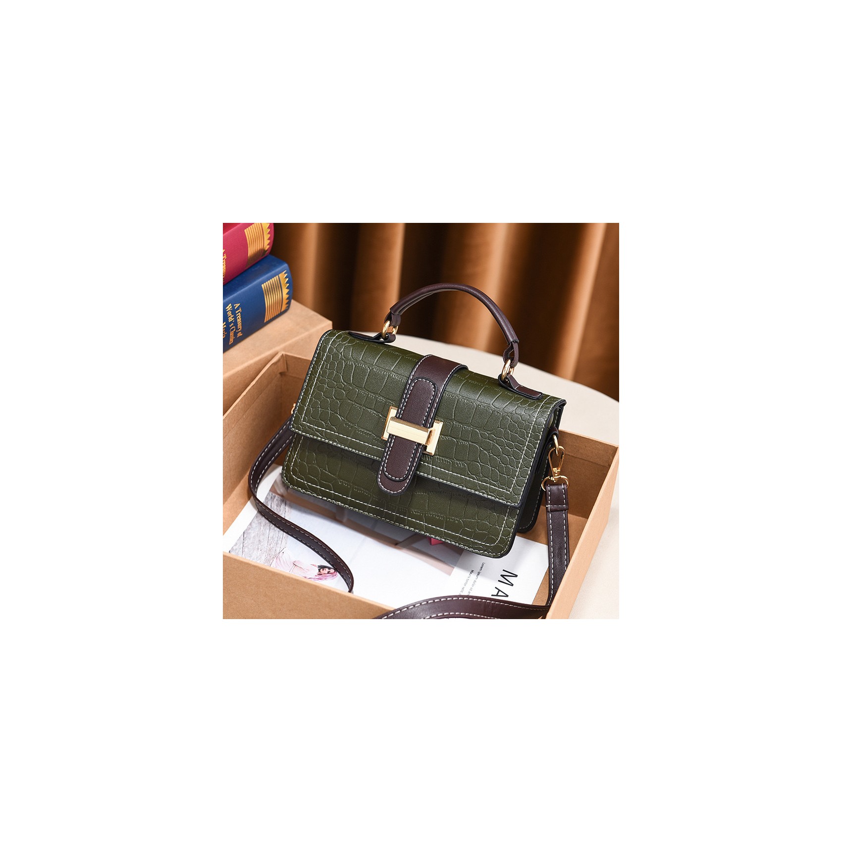 Женская сумка кросс боди Lillian темно-зеленая