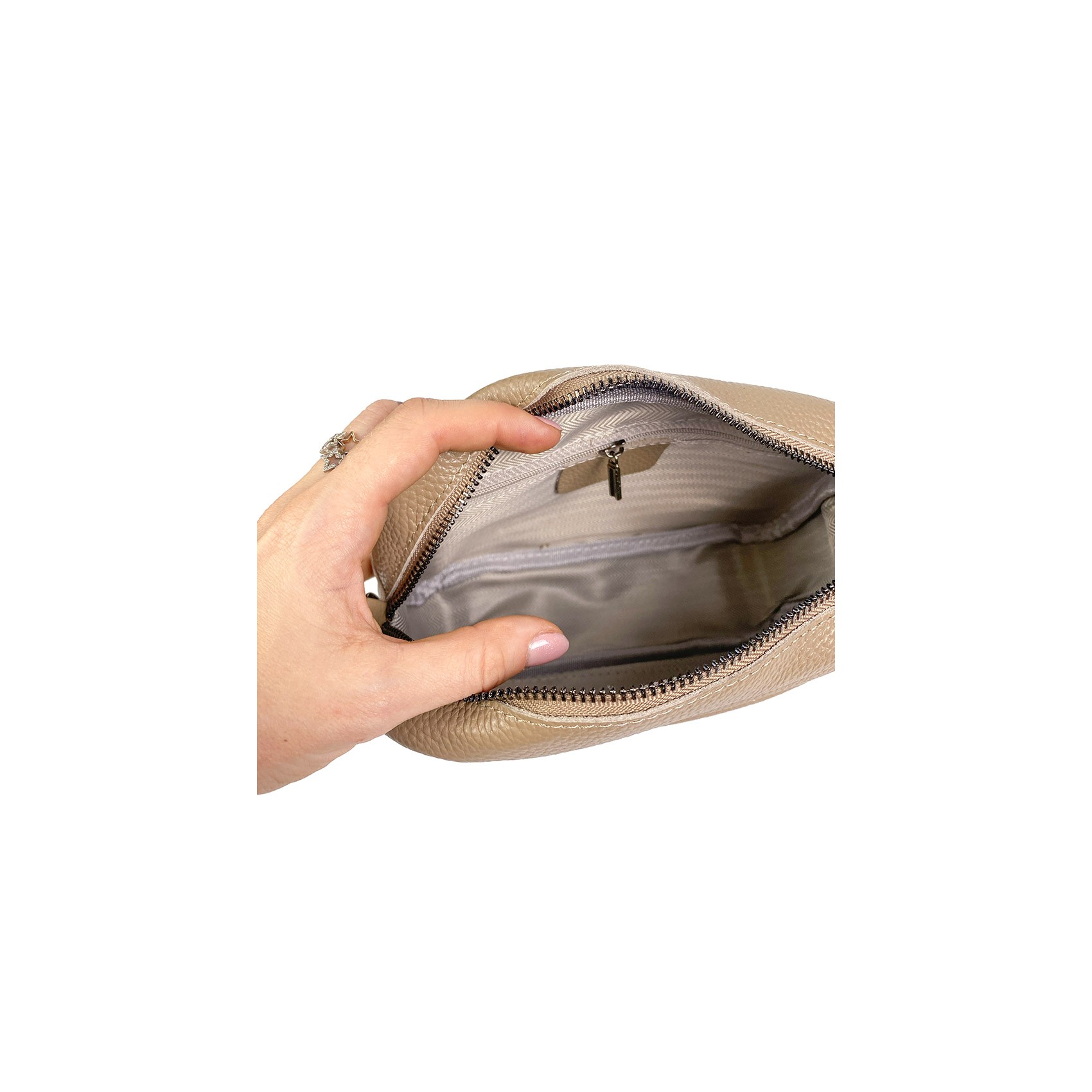 Женская кожаная сумка через плечо Marilyn бежевая