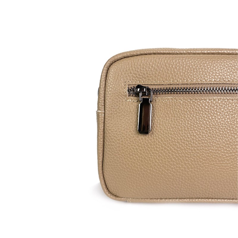 Женская кожаная сумка через плечо Marilyn бежевая - 8 фото