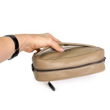 Жіноча шкіряна сумка через плече Marilyn бежева фото