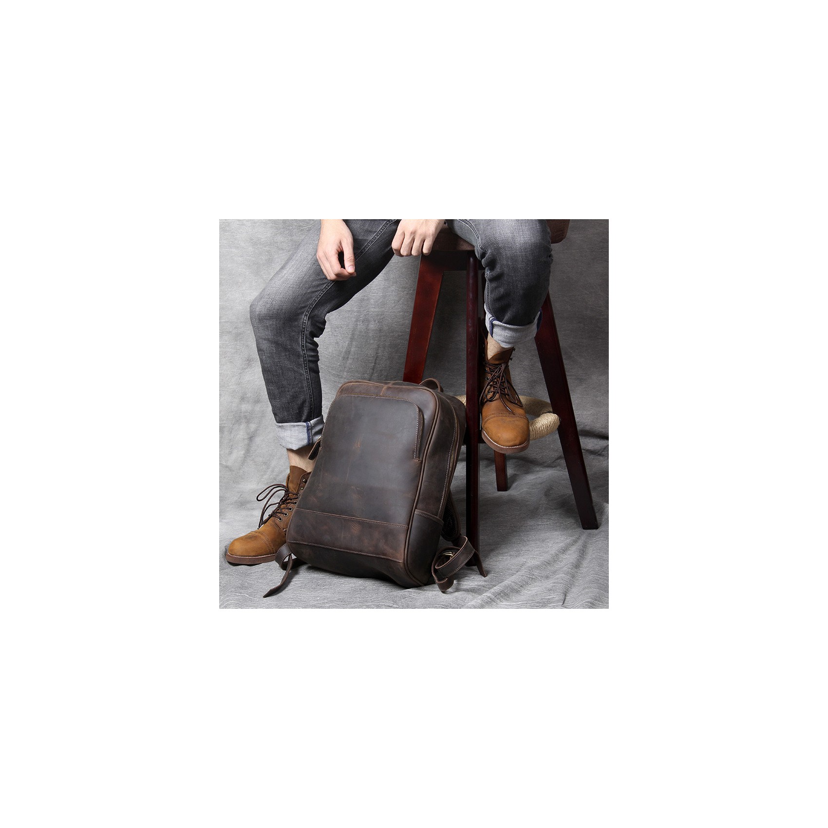 Мужской кожаный рюкзак Benedict темно-коричневый