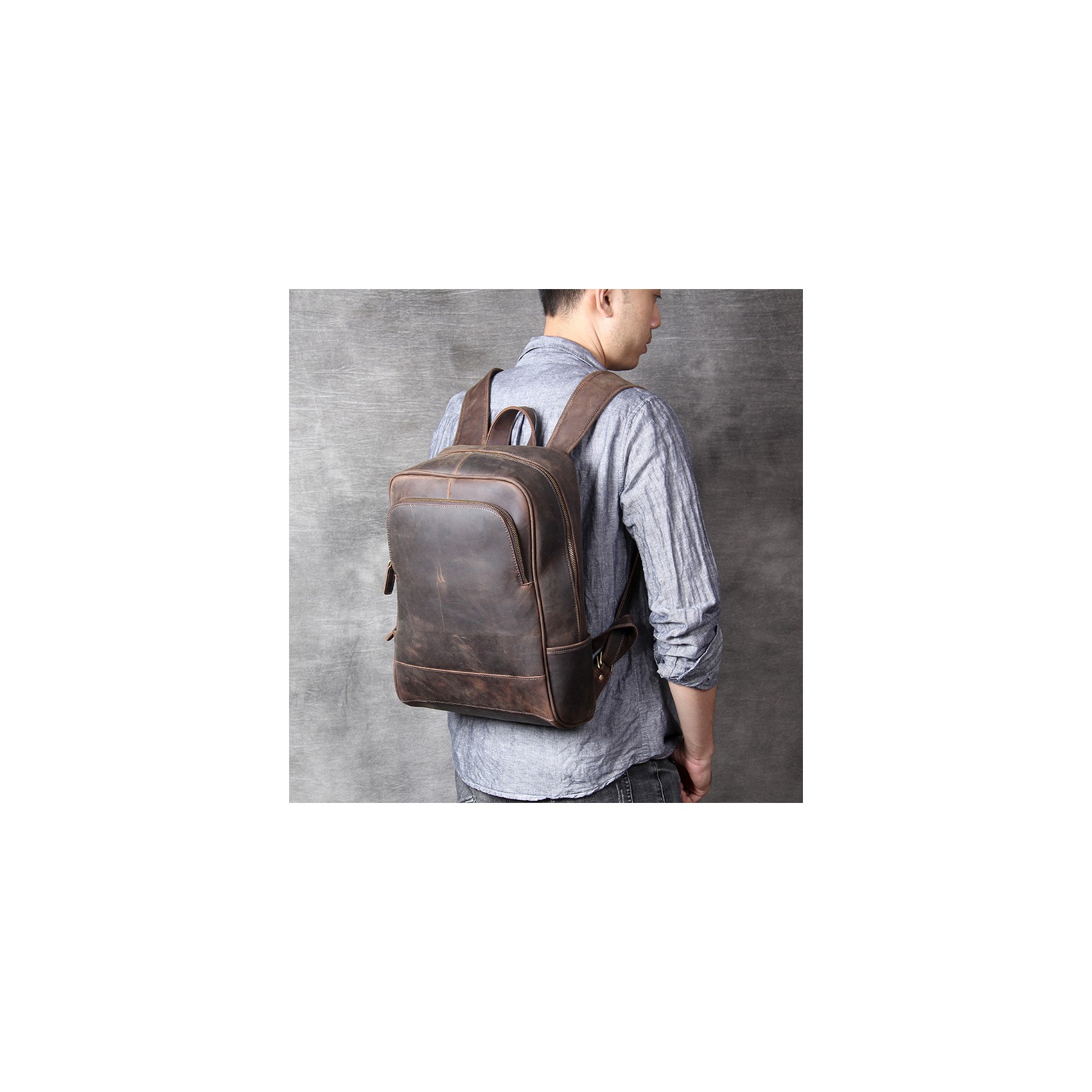 Мужской кожаный рюкзак Benedict темно-коричневый