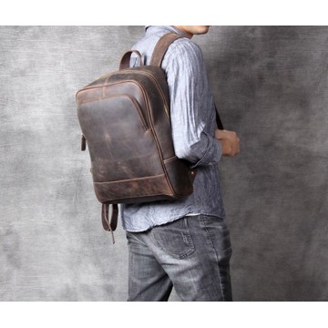 Чоловічий шкіряний рюкзак Benedict темно-коричневий фото