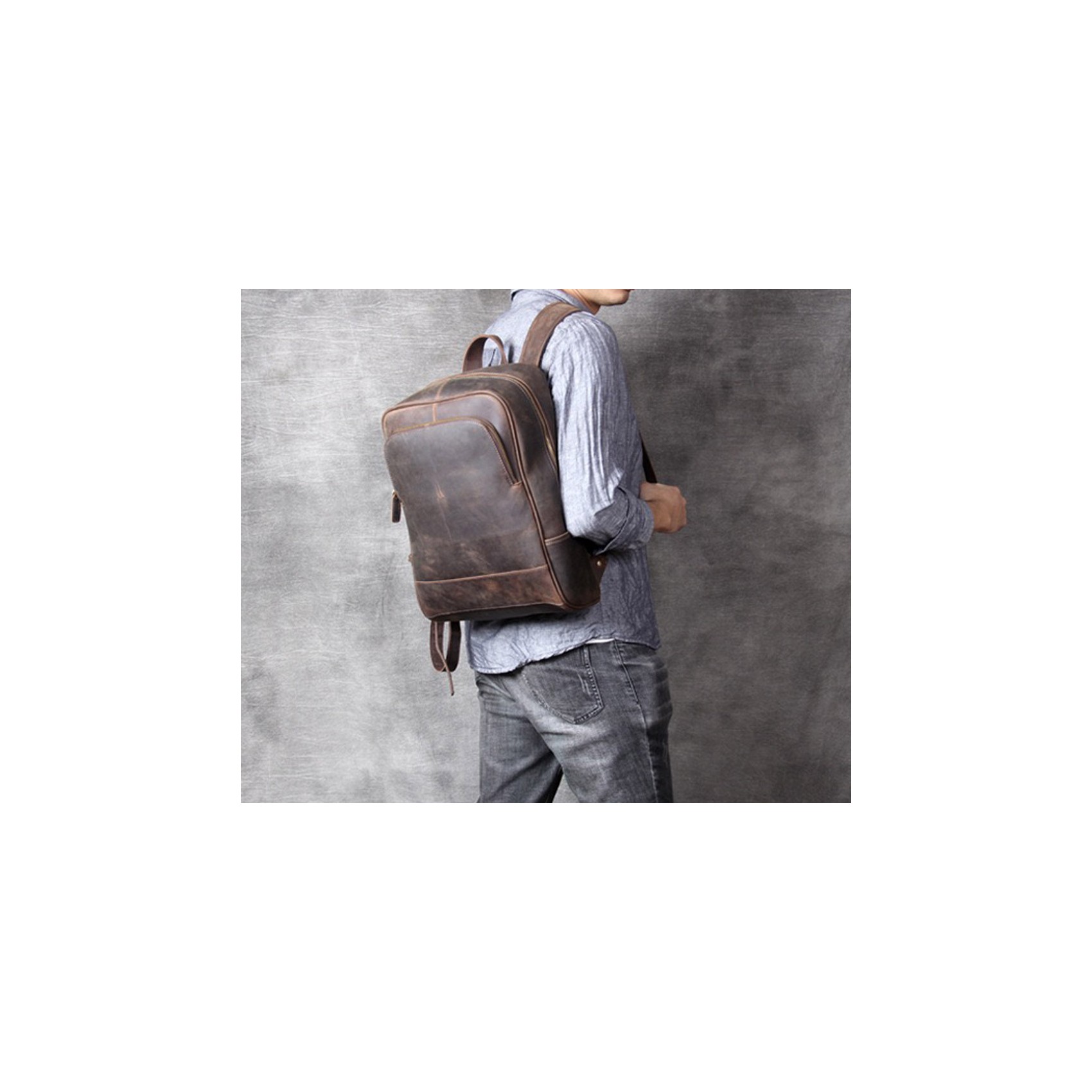 Мужской кожаный рюкзак Benedict темно-коричневый