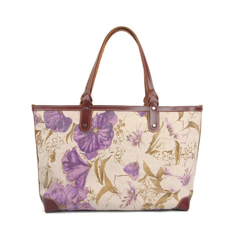 Жіноча міська сумка Flower кремово-бузкова