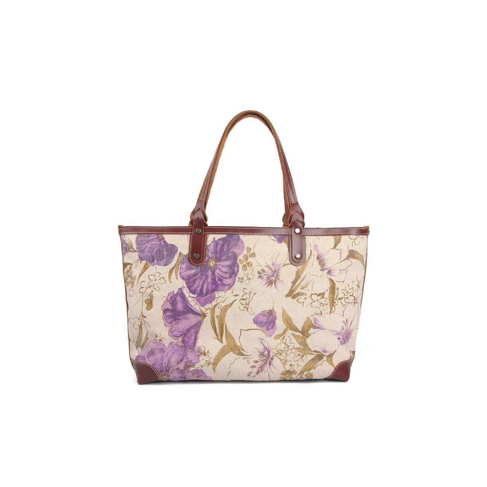 Жіноча міська сумка Flower кремово-бузкова