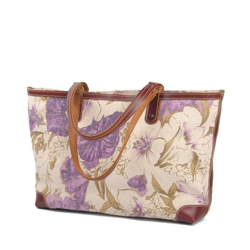 Жіноча міська сумка Flower кремово-бузкова - 1 фото