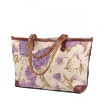 Жіноча міська сумка Flower кремово-бузкова фото