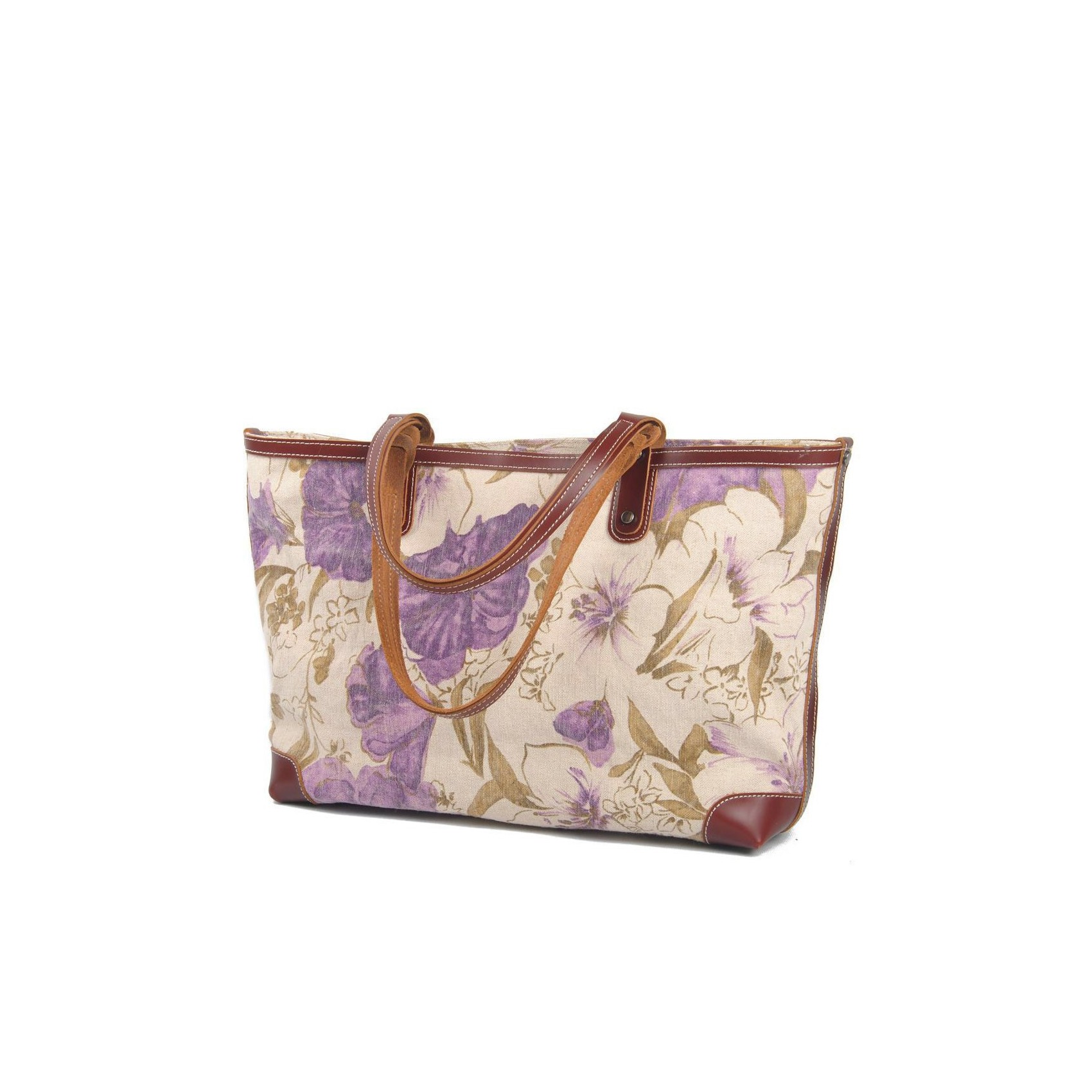 Жіноча міська сумка Flower кремово-бузкова