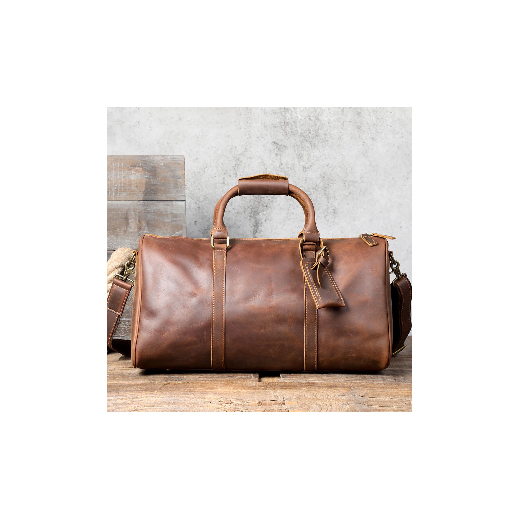 Чоловіча шкіряна дорожня сумка Weinstein коричнева