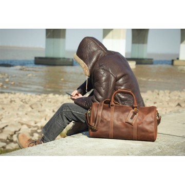 Мужская кожаная дорожная сумка Weinstein коричневая фото