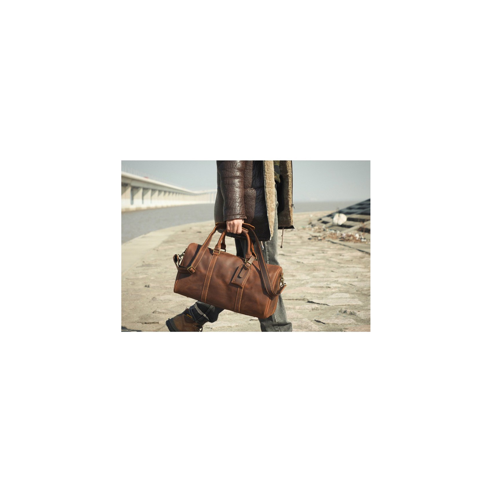 Чоловіча шкіряна дорожня сумка Weinstein коричнева