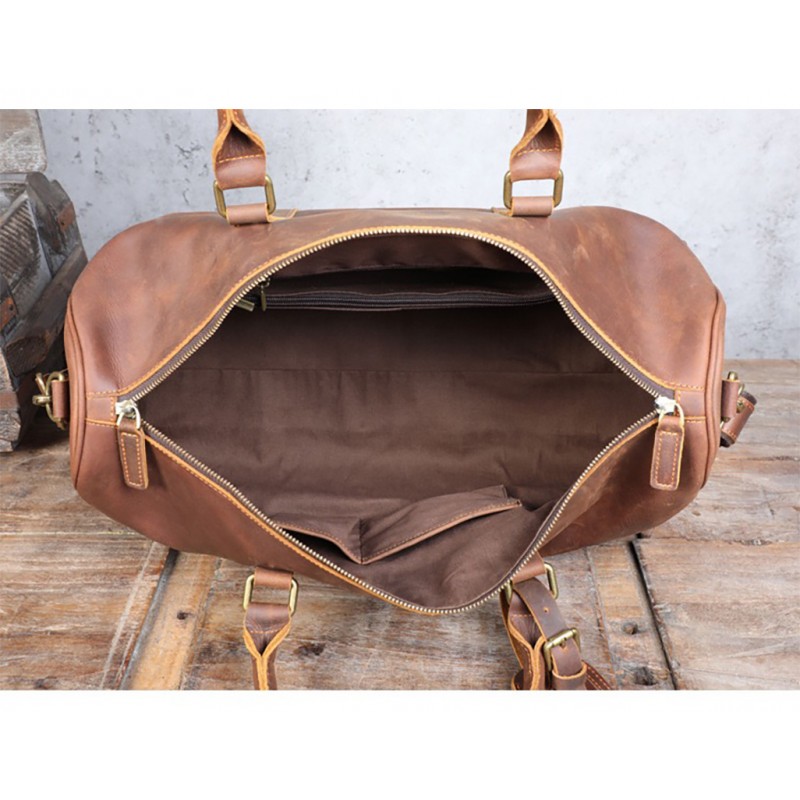 Чоловіча шкіряна дорожня сумка Weinstein коричнева - 7 фото