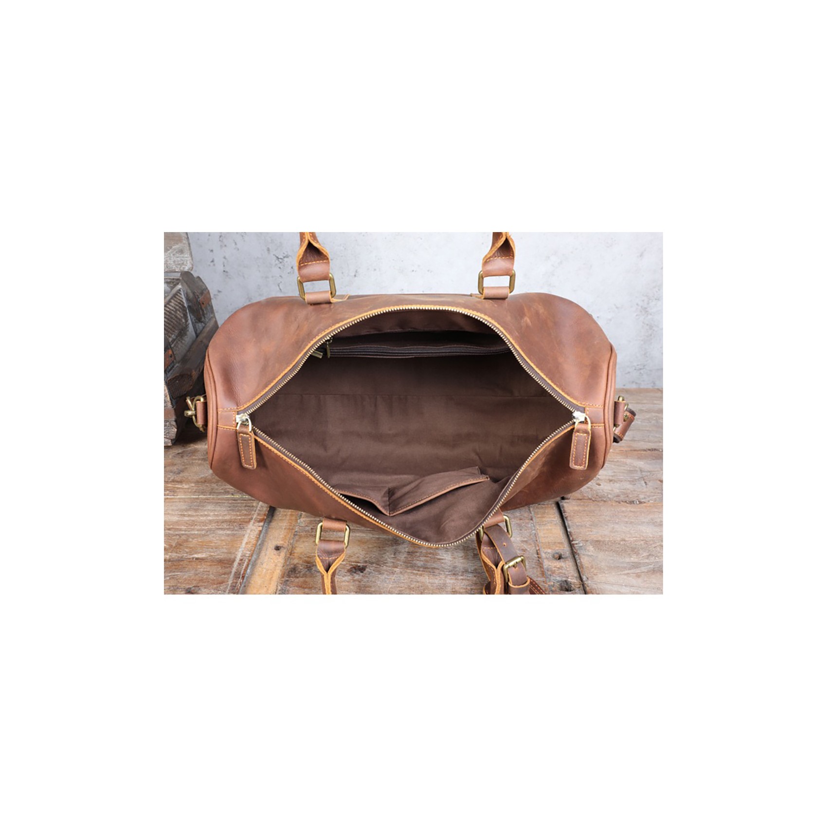 Мужская кожаная дорожная сумка Weinstein коричневая