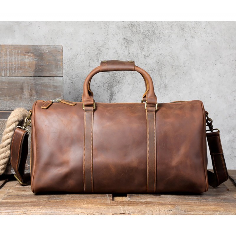 Чоловіча шкіряна дорожня сумка Weinstein коричнева - 9 фото