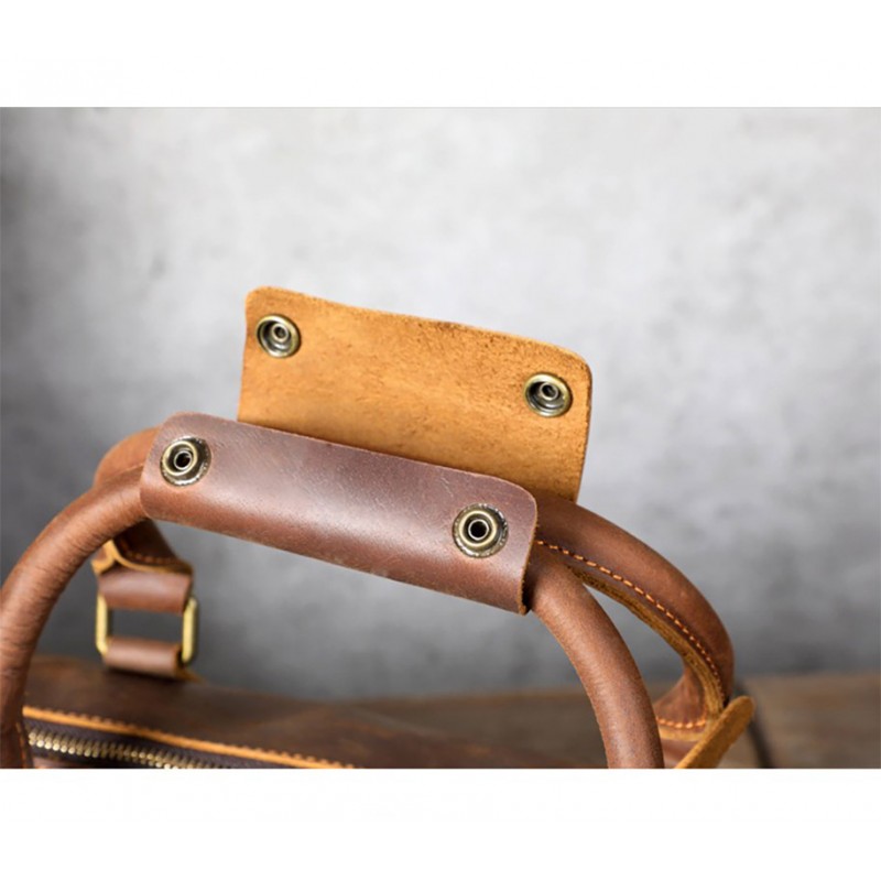 Чоловіча шкіряна дорожня сумка Weinstein коричнева - 11 фото