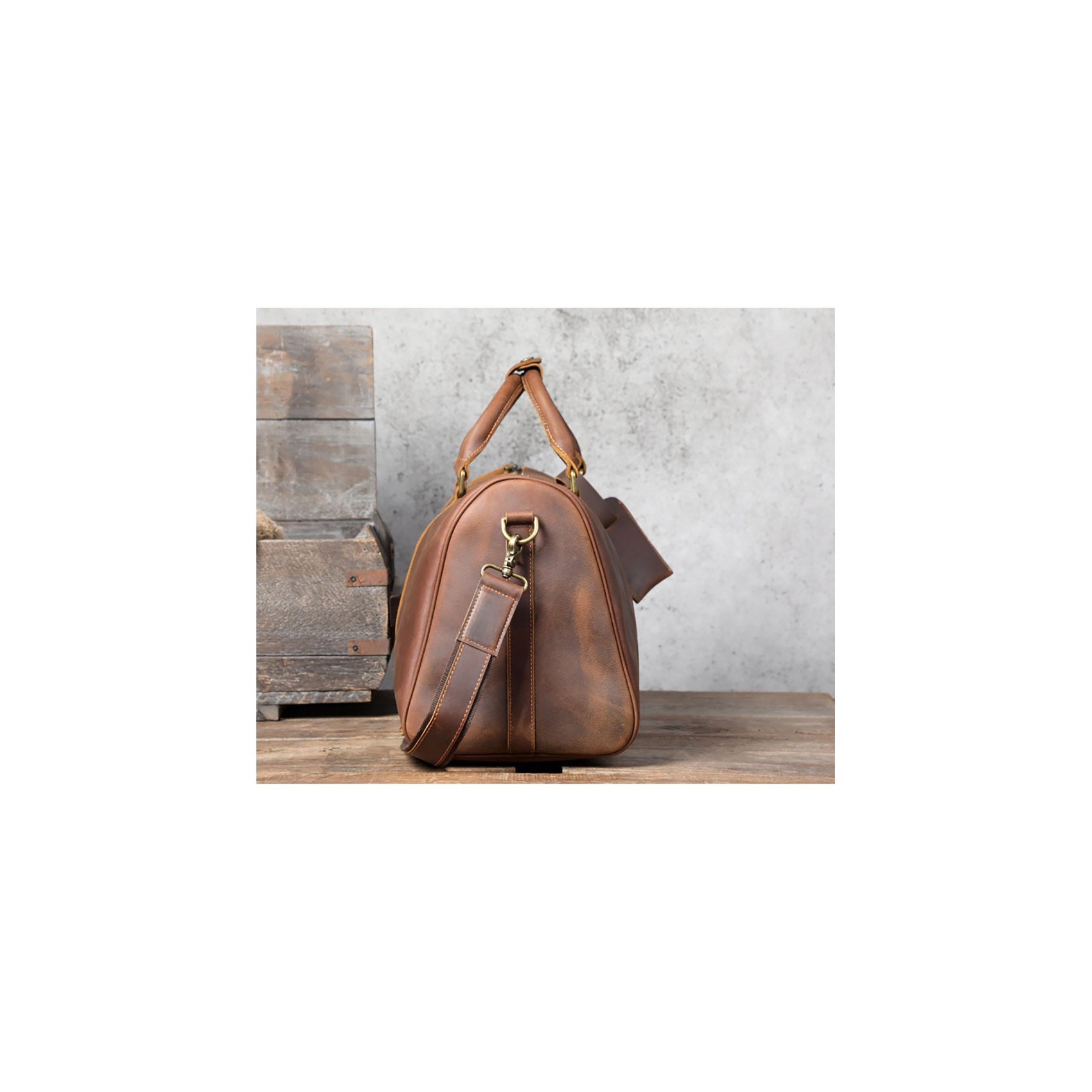 Мужская кожаная дорожная сумка Weinstein коричневая