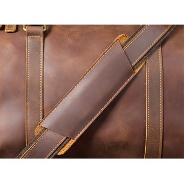 Чоловіча шкіряна дорожня сумка Weinstein коричнева фото