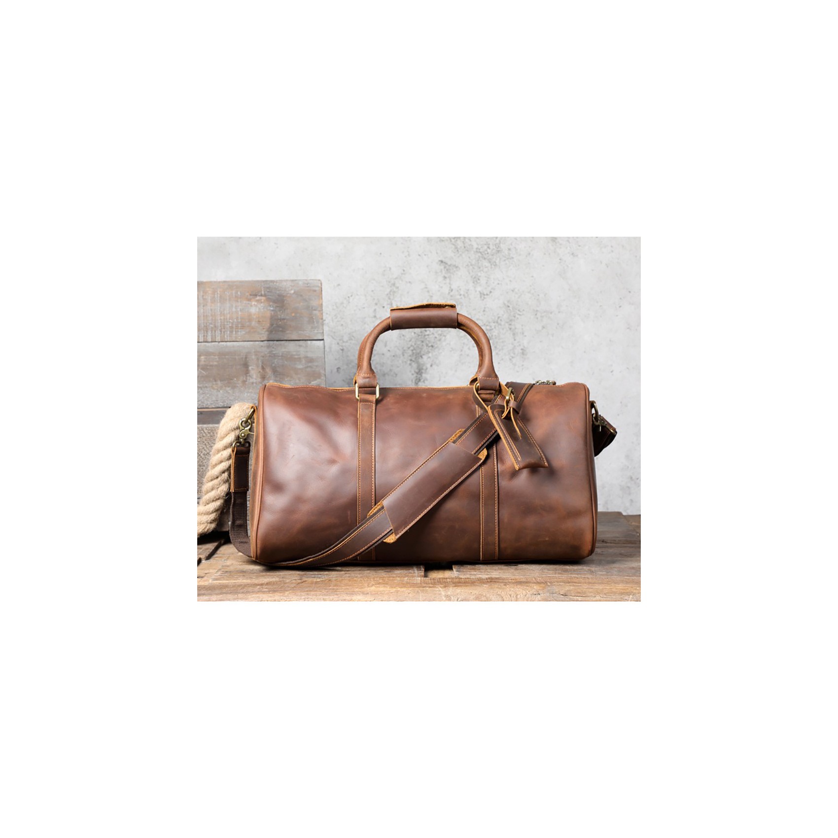 Чоловіча шкіряна дорожня сумка Weinstein коричнева