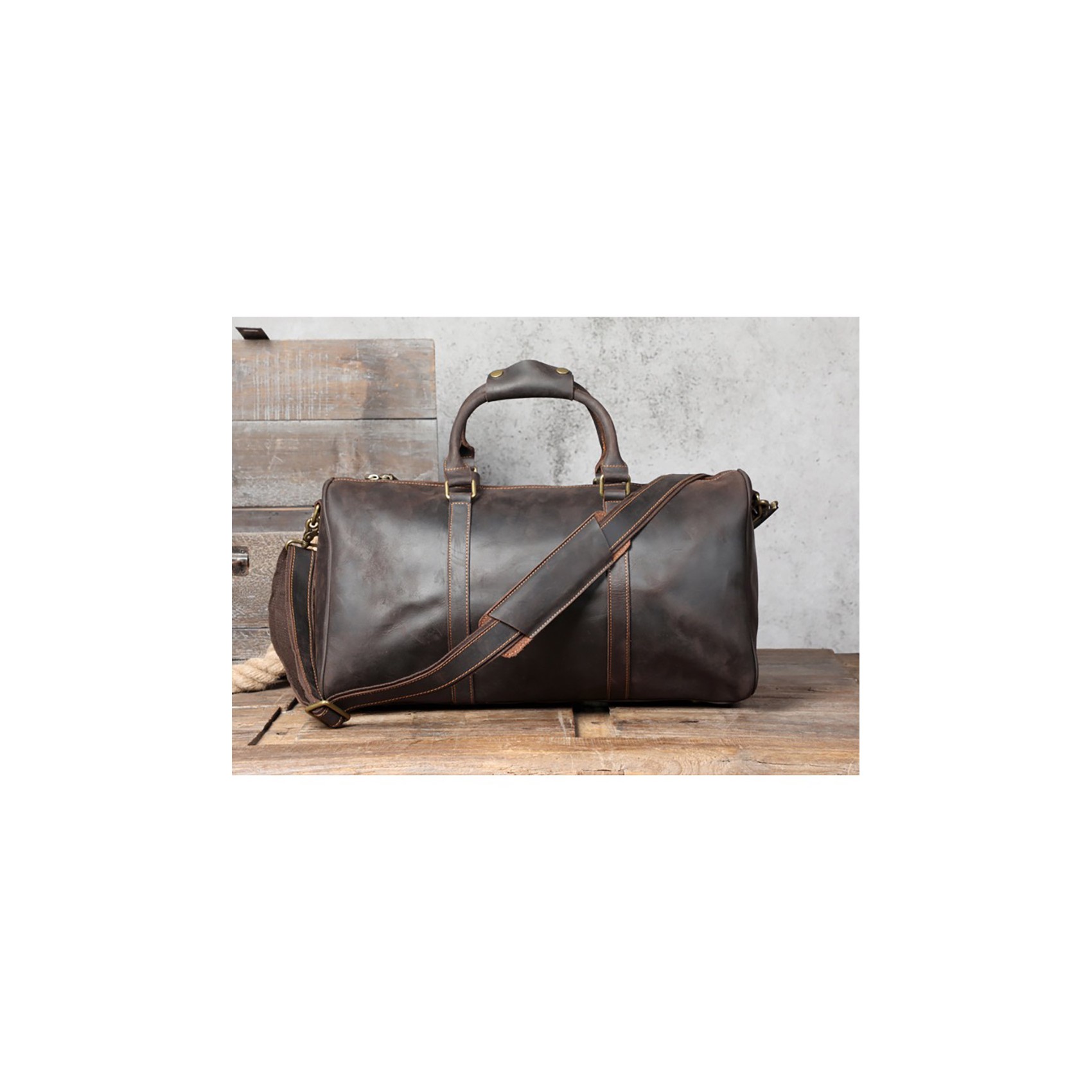Чоловіча шкіряна дорожня сумка Weinstein темно-коричнева