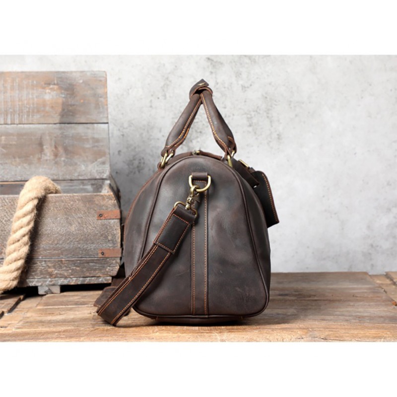 Чоловіча шкіряна дорожня сумка Weinstein темно-коричнева - 2 фото