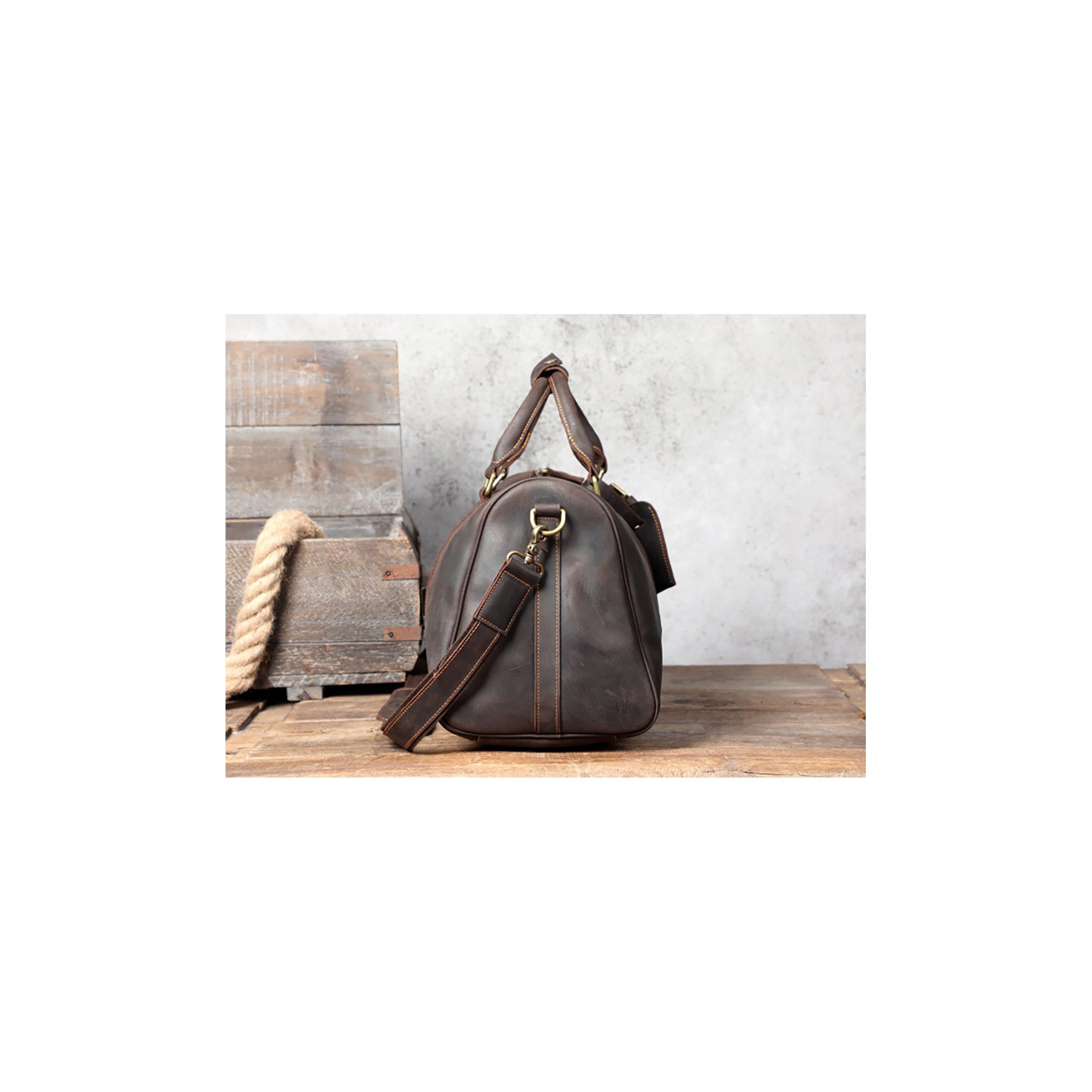 Чоловіча шкіряна дорожня сумка Weinstein темно-коричнева