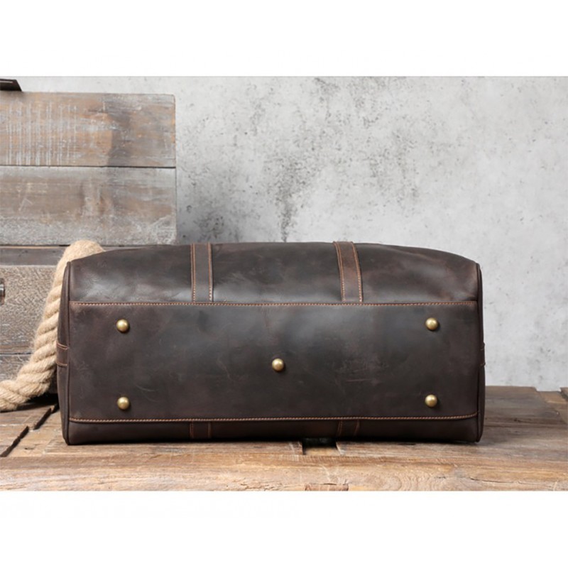 Мужская кожаная дорожная сумка Weinstein темно-коричневая - 3 фото