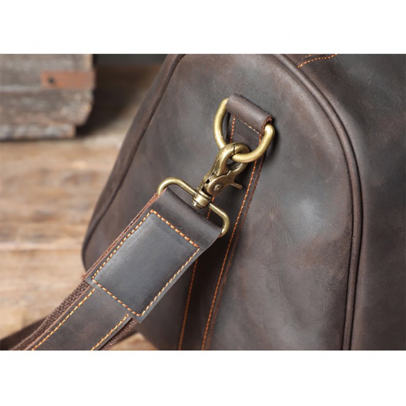 Мужская кожаная дорожная сумка Weinstein темно-коричневая - 4 фото