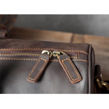 Чоловіча шкіряна дорожня сумка Weinstein темно-коричнева фото