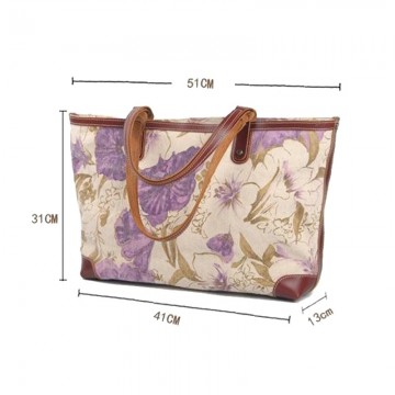Женская городская сумка Flower кремово-сиреневая фото