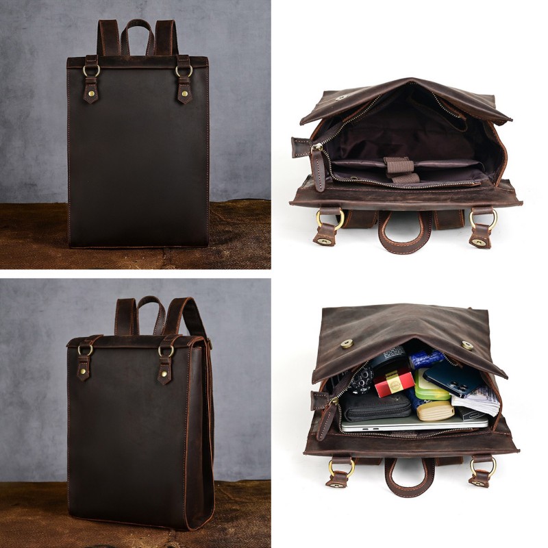 Мужской кожаный рюкзак Barnard темно-коричневый - 11 фото
