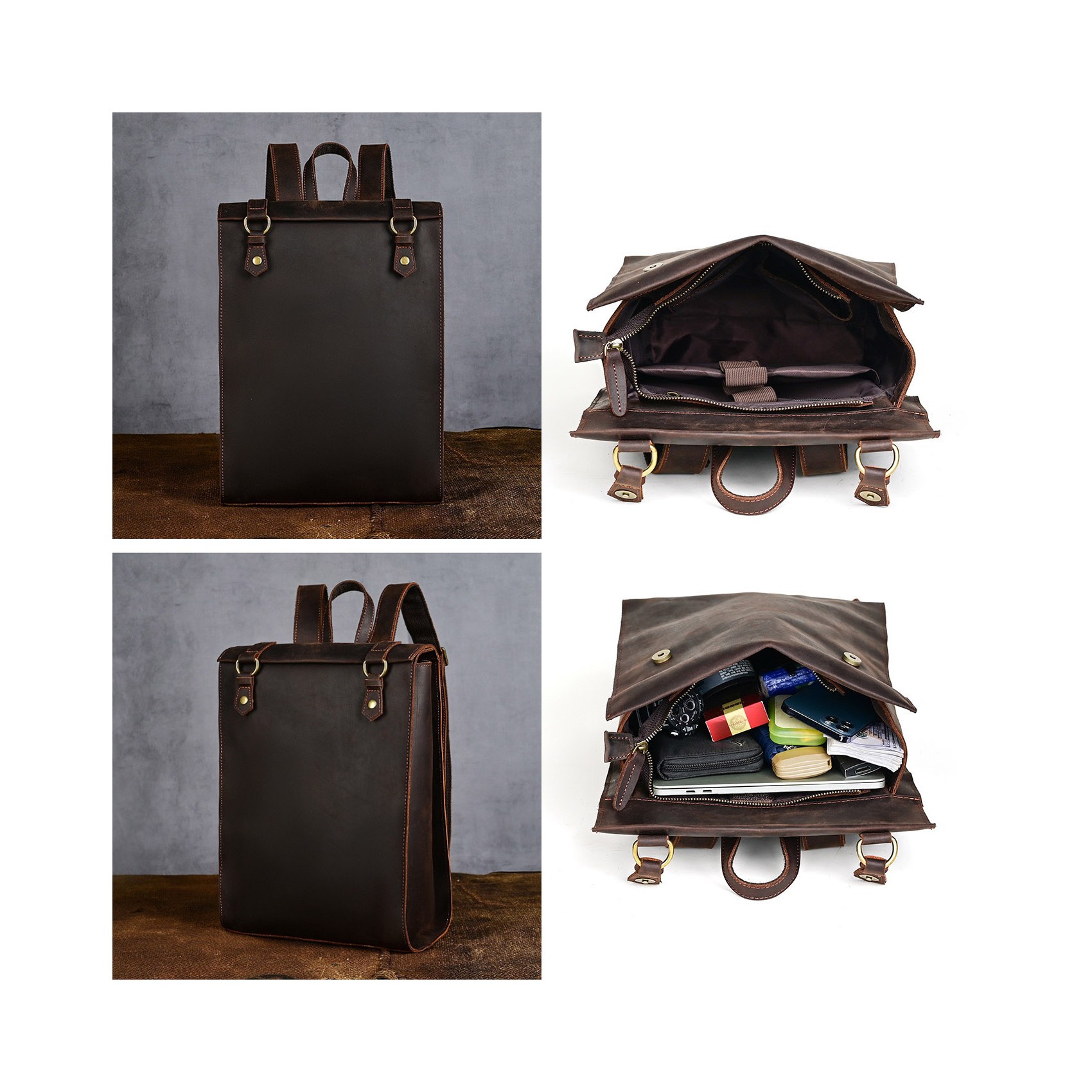 Мужской кожаный рюкзак Barnard темно-коричневый