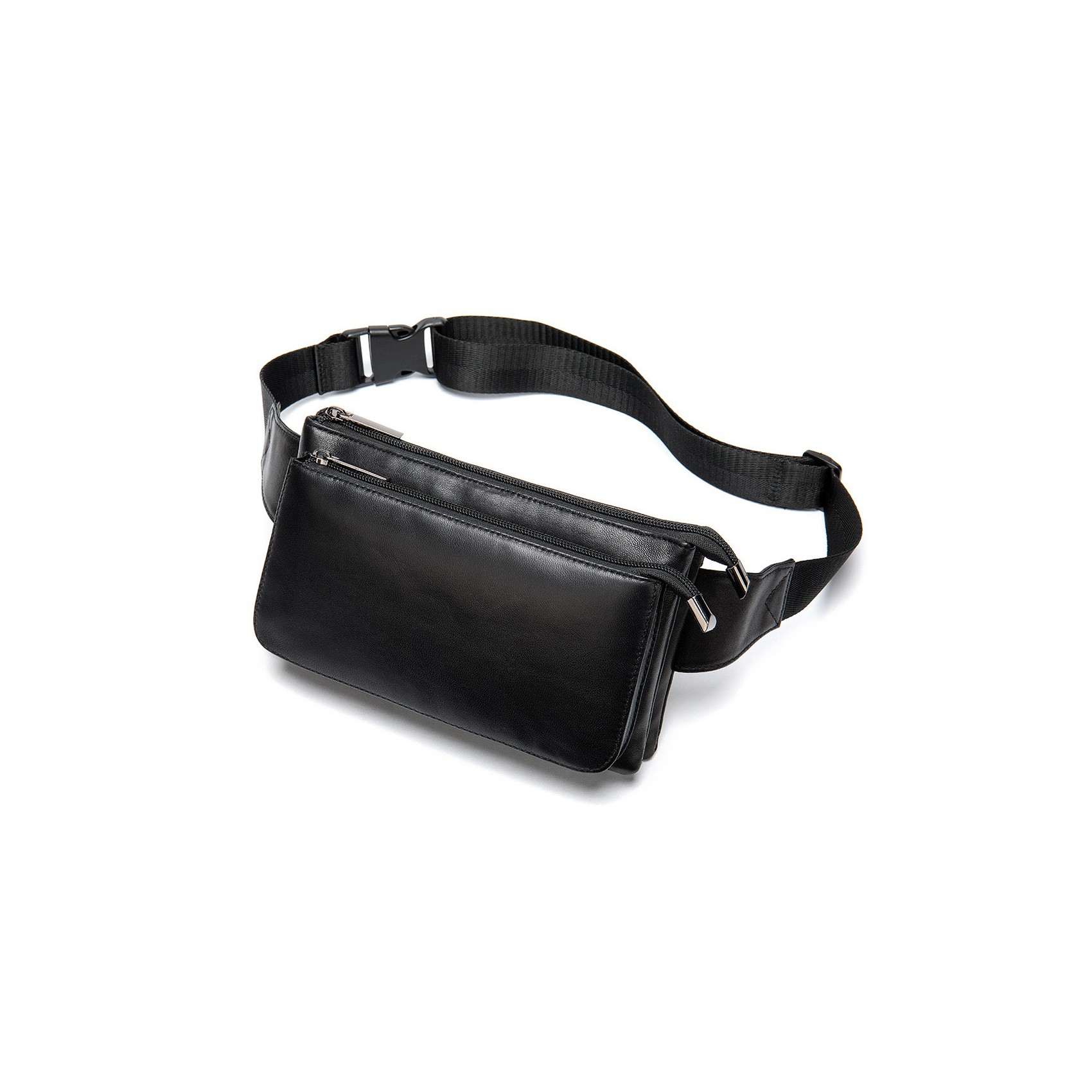 Чоловіча шкіряна сумка бананка на пояс Wiltone чорна