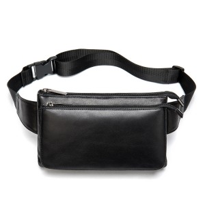 Чоловіча шкіряна сумка бананка на пояс Wiltone чорна