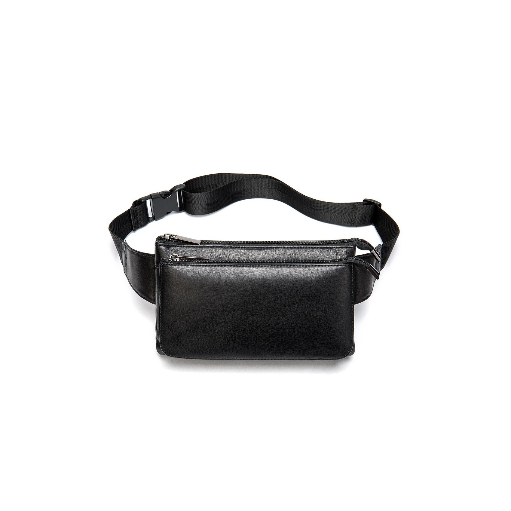 Чоловіча шкіряна сумка бананка на пояс Wiltone чорна