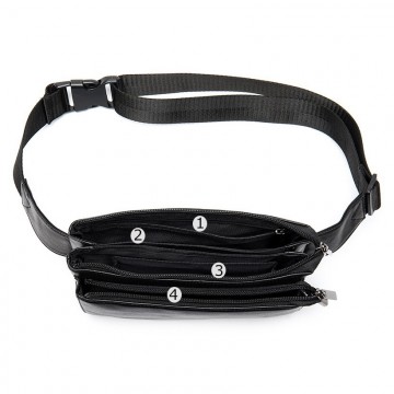 Чоловіча шкіряна сумка бананка на пояс Wiltone чорна фото