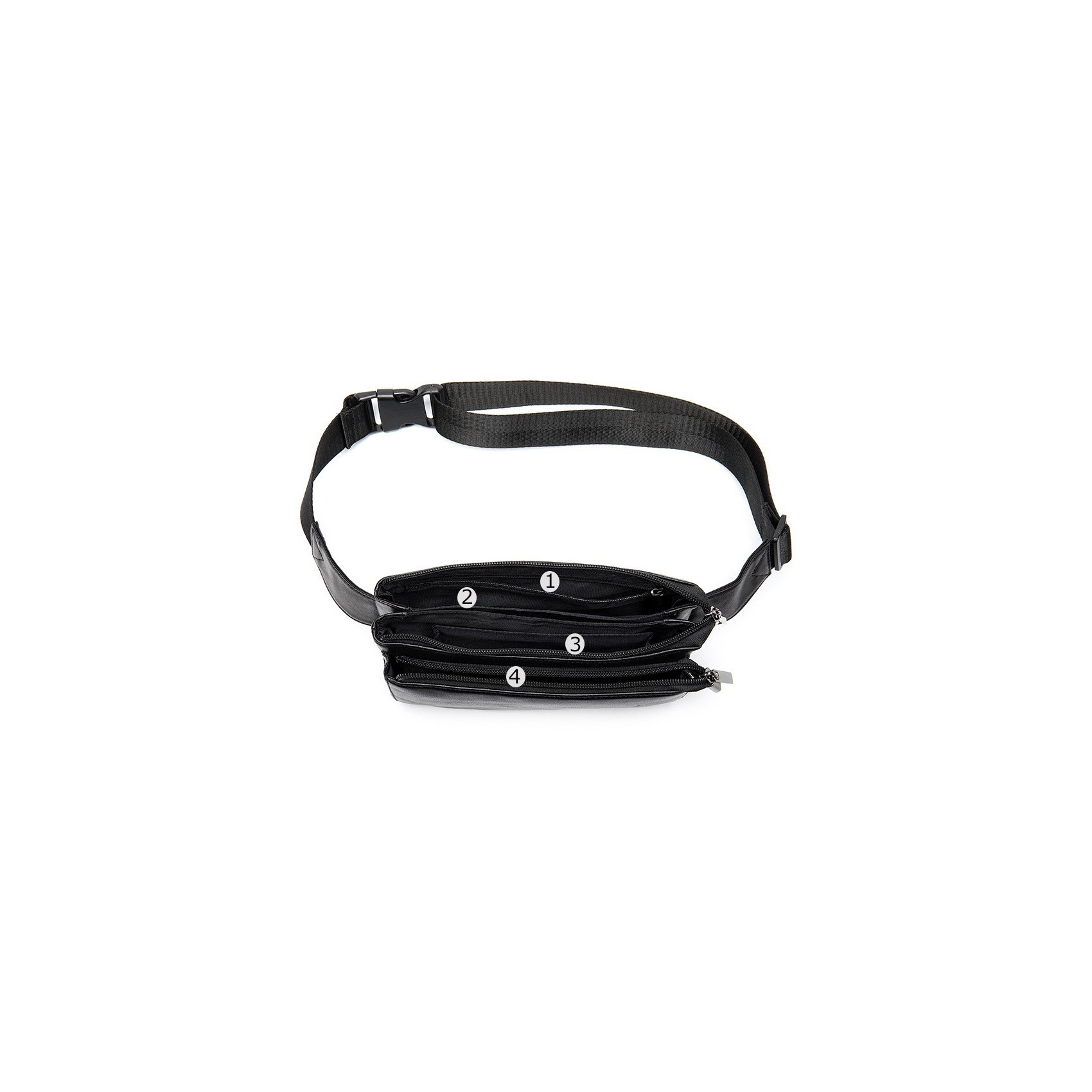 Мужская кожаная сумка бананка на пояс Wiltone черная