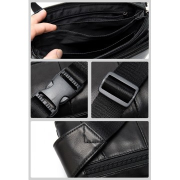 Мужская кожаная сумка бананка на пояс Wiltone черная фото