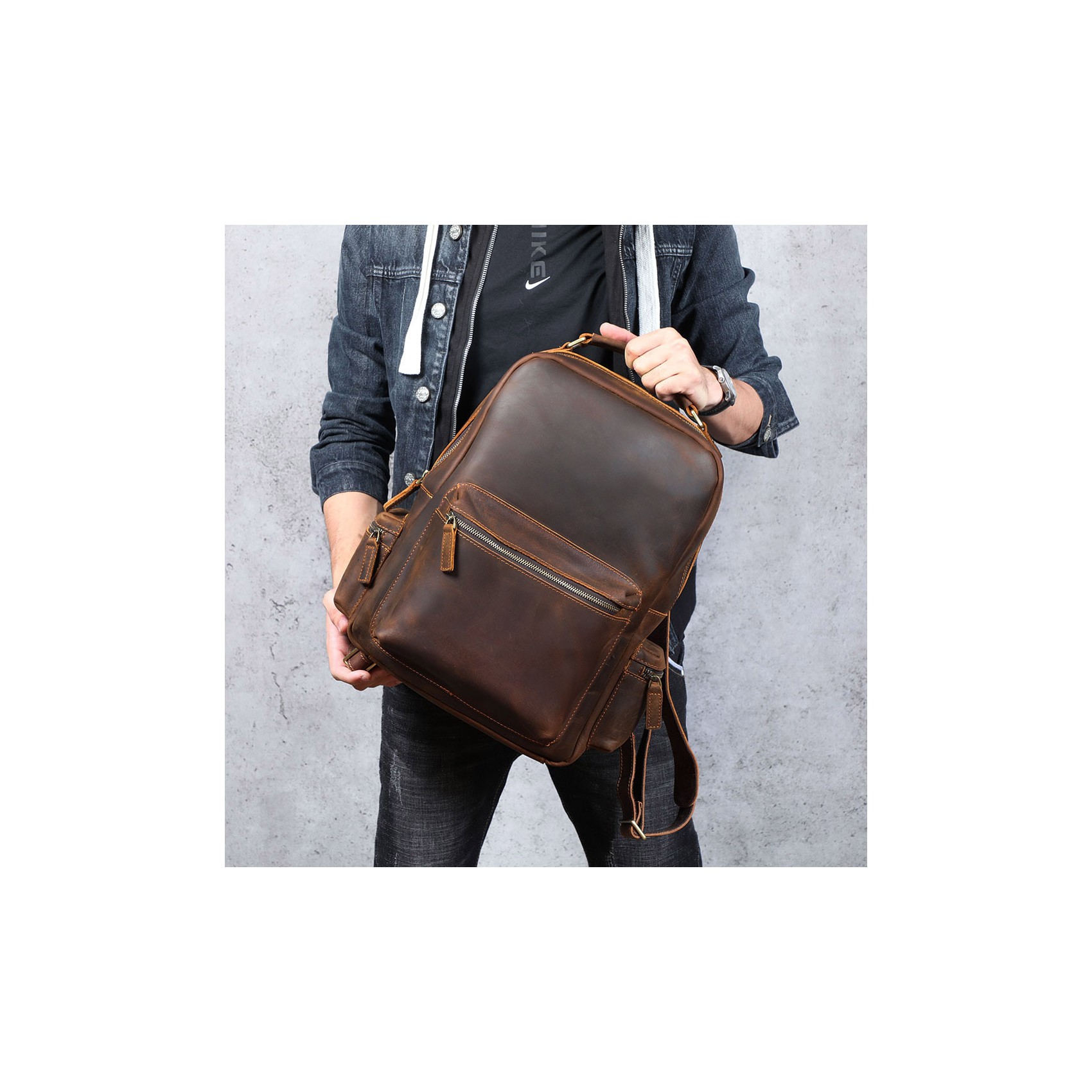 Чоловічий шкіряний рюкзак William темно-коричневий