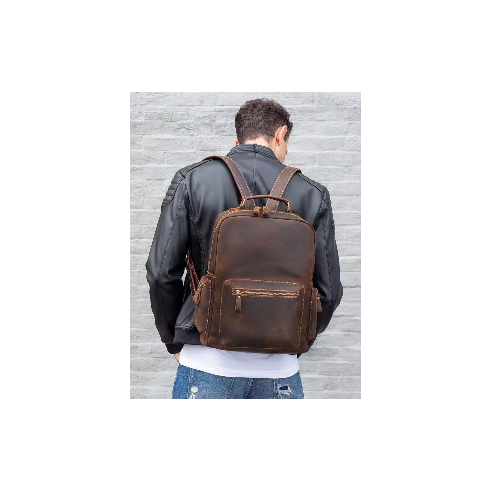 Мужской кожаный рюкзак William темно-коричневый