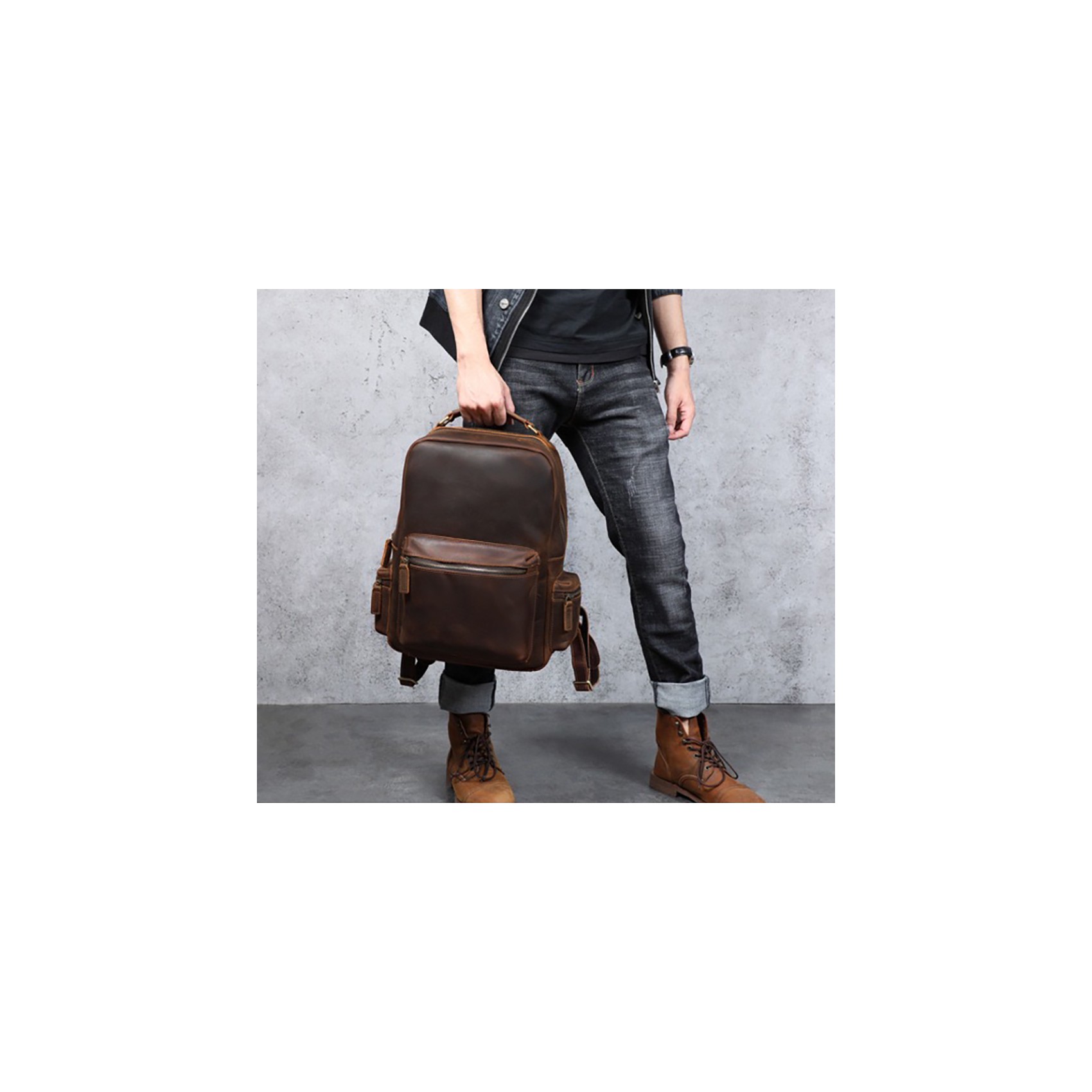 Чоловічий шкіряний рюкзак William темно-коричневий