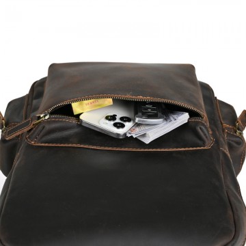 Чоловічий шкіряний рюкзак William темно-коричневий фото