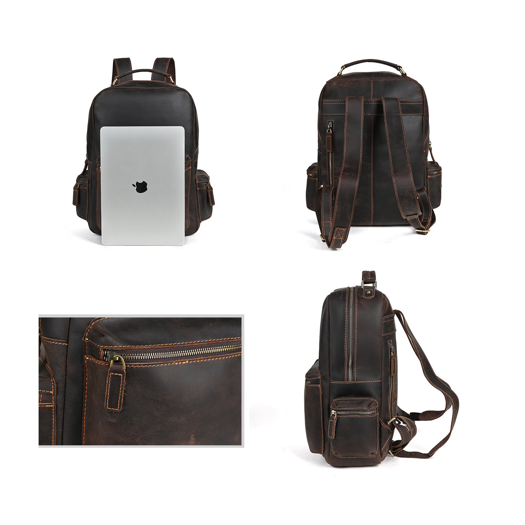 Мужской кожаный рюкзак William темно-коричневый