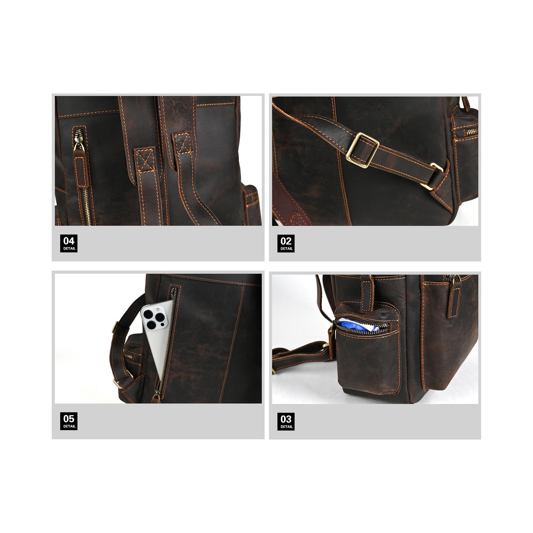 Чоловічий шкіряний рюкзак William темно-коричневий