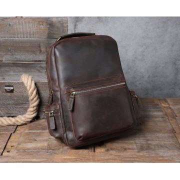 Чоловічий шкіряний рюкзак William темно-коричневий фото