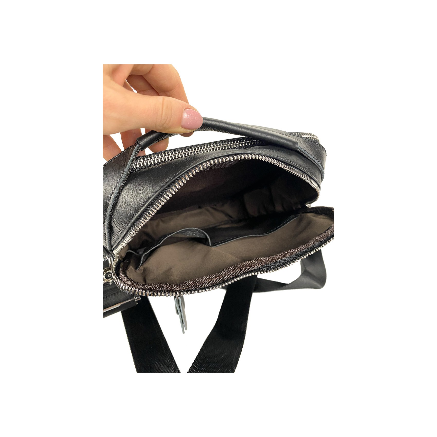 Мужская кожаная сумка Jason через плечо черная