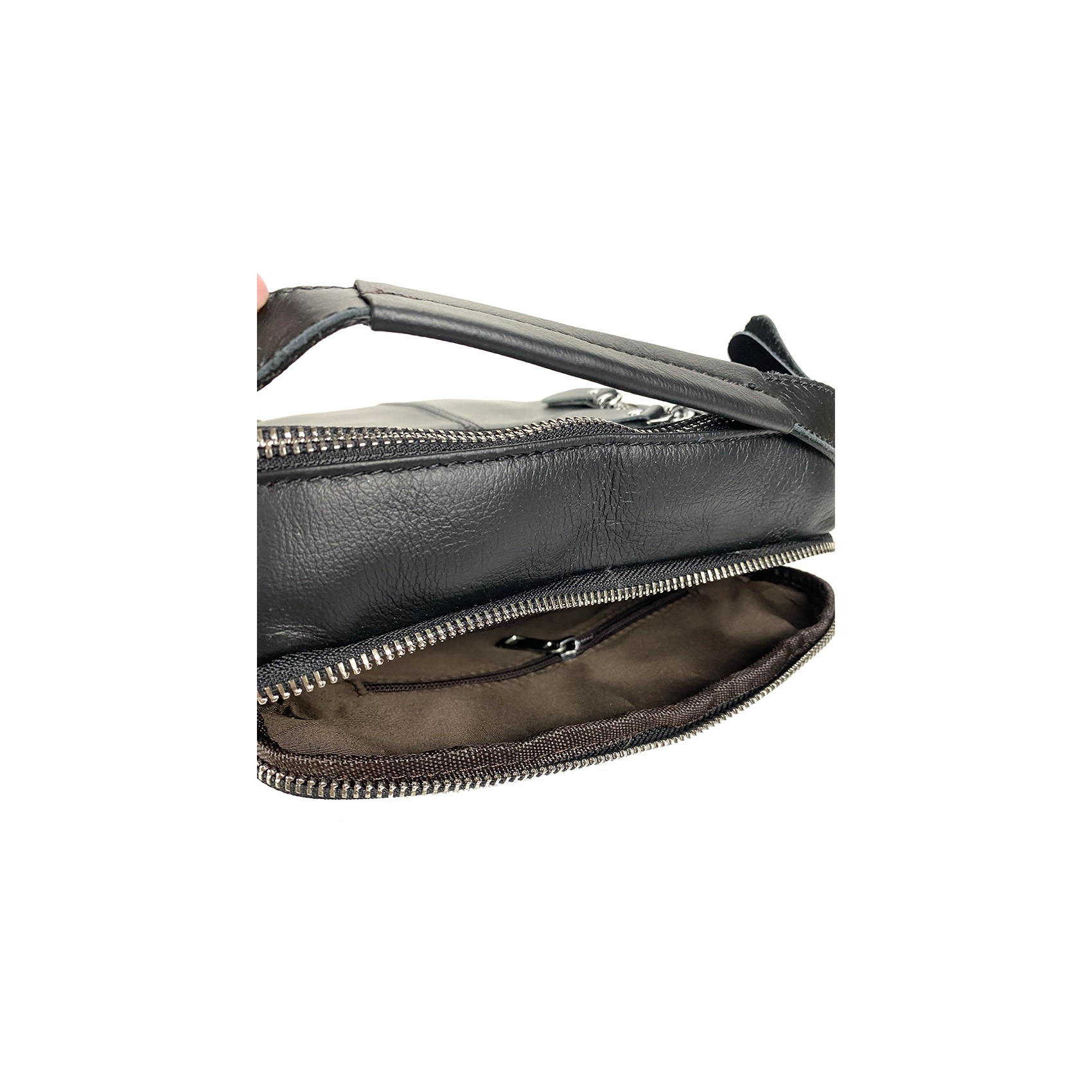 Мужская кожаная сумка Jason через плечо черная