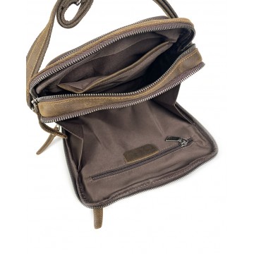 Мужская кожаная сумка Douglas через плечо темно-коричневая фото