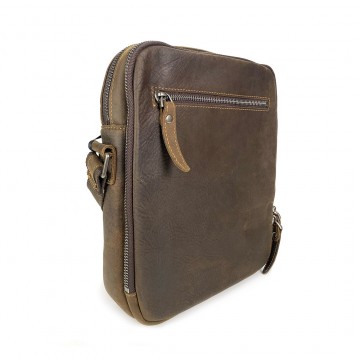 Чоловіча шкіряна сумка Douglas через плече темно-коричнева фото