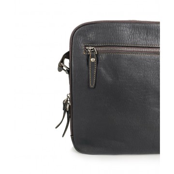 Мужская кожаная сумка Douglas через плечо черная фото